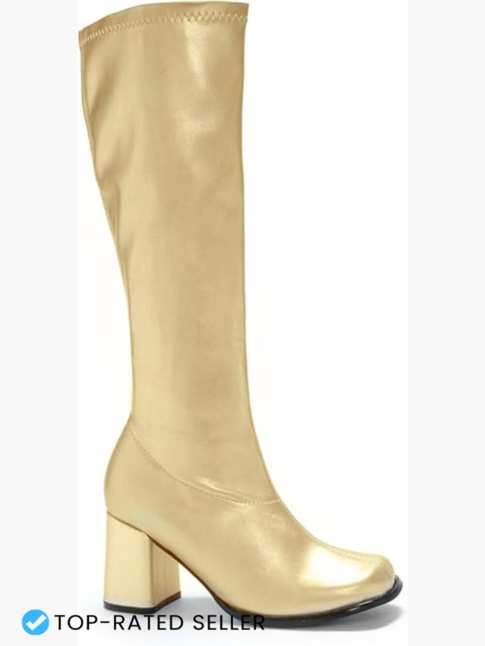 Knee High Combat Boot Chunky Heel Go-Go Style Zip Closure